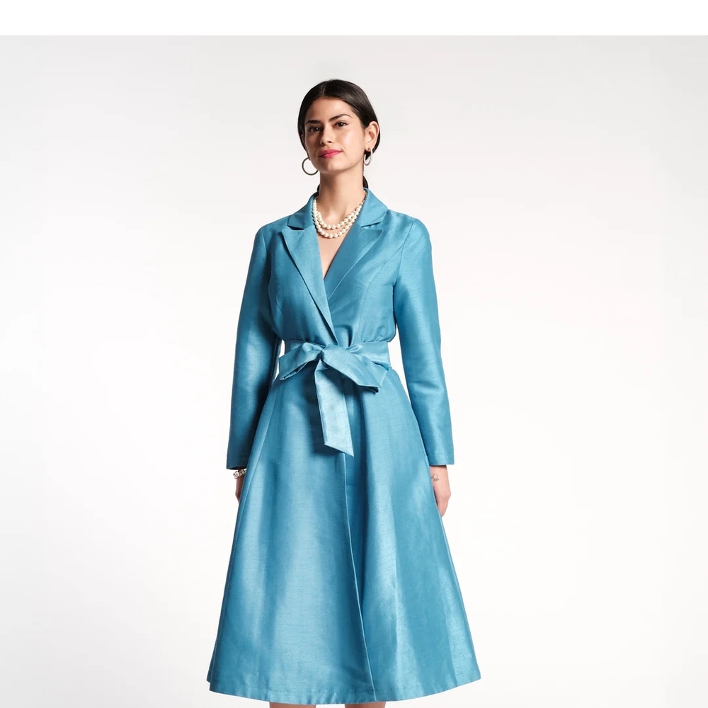 Frances Valentine Blue A-line Wrap Dress